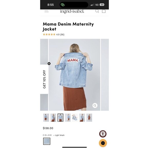 Ingrid+Isabel Mama Denim Jacket XXL Light wash Brand New - Picture 10 of 12